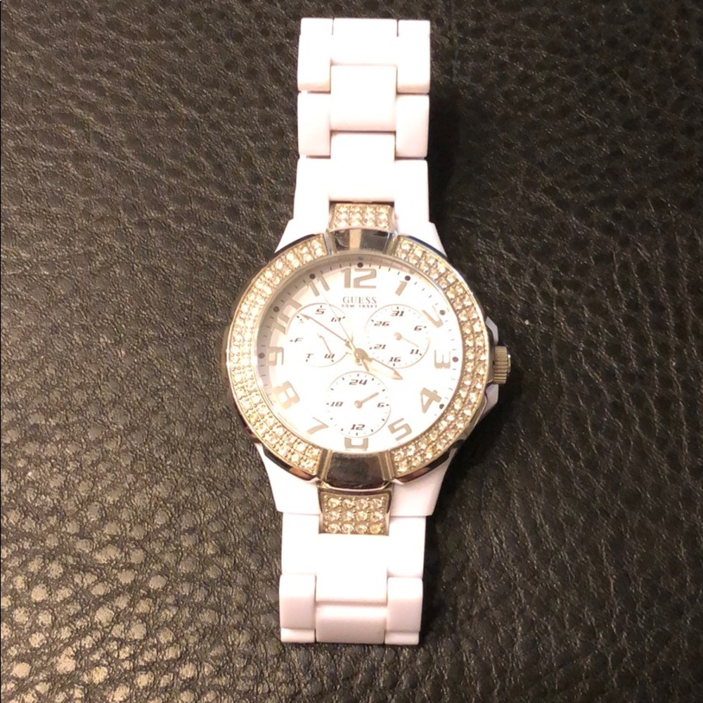 Guess all white watch
